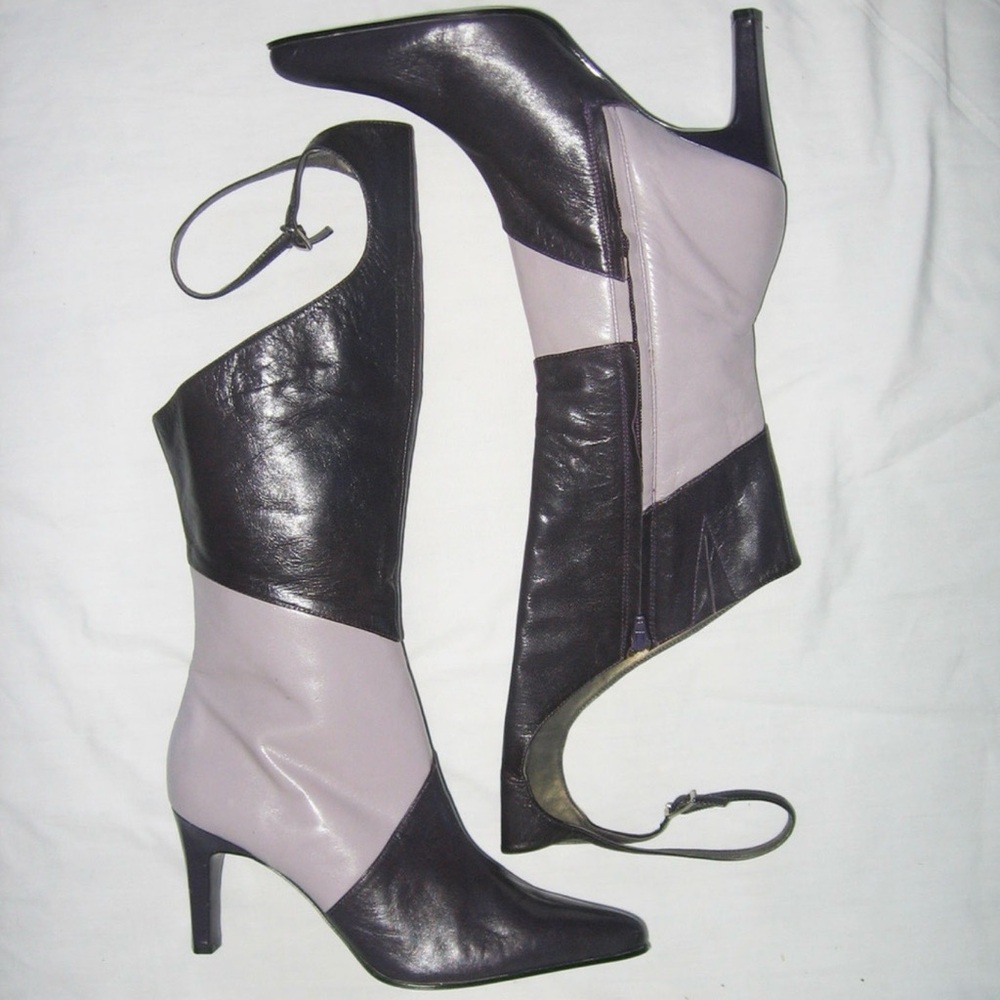 Ann Marino Gray and Lavender Heeled Boots